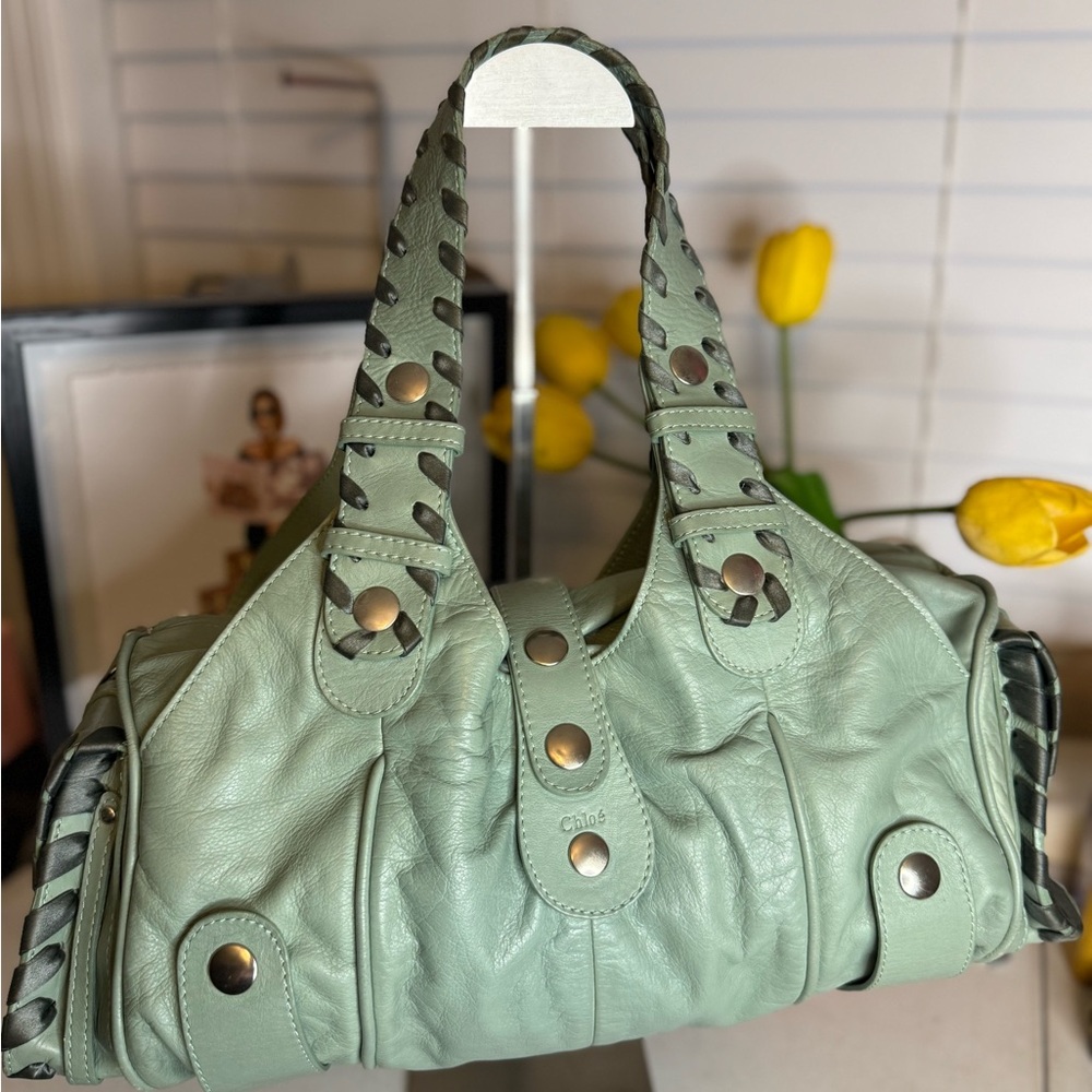 Chloe Sage Green Leather Shoulder Bag Silverado